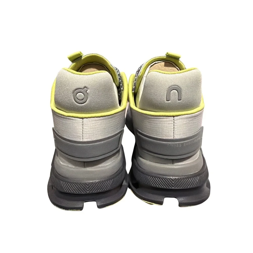 On Cloudnova Flux Mens 9 Glacier Zest Grey Lime Running Shoes 3MD10261099 New
